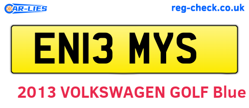 EN13MYS are the vehicle registration plates.