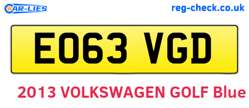 EO63VGD are the vehicle registration plates.