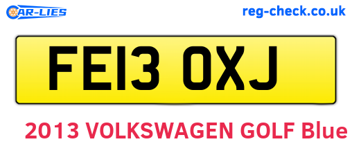 FE13OXJ are the vehicle registration plates.