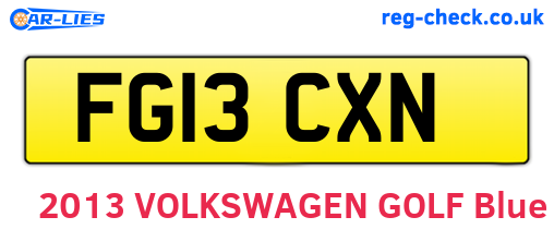 FG13CXN are the vehicle registration plates.