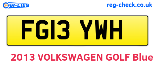 FG13YWH are the vehicle registration plates.