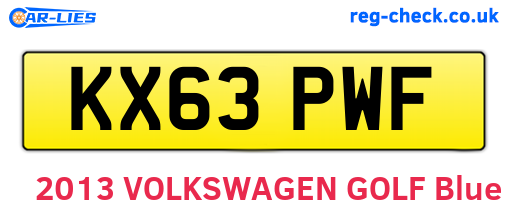 KX63PWF are the vehicle registration plates.