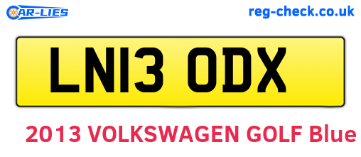 LN13ODX are the vehicle registration plates.