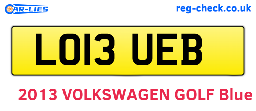 LO13UEB are the vehicle registration plates.