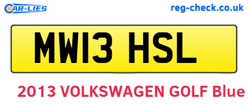 MW13HSL are the vehicle registration plates.