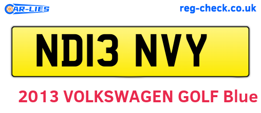 ND13NVY are the vehicle registration plates.