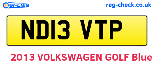 ND13VTP are the vehicle registration plates.