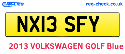 NX13SFY are the vehicle registration plates.