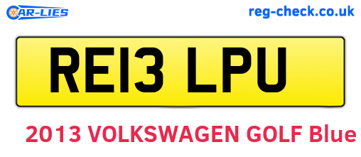 RE13LPU are the vehicle registration plates.