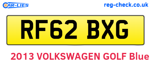 RF62BXG are the vehicle registration plates.
