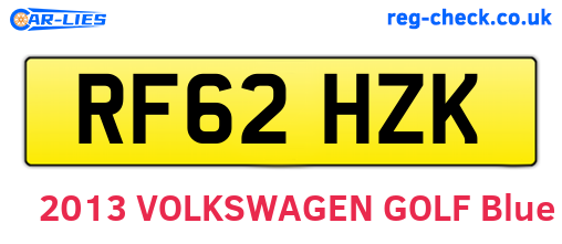 RF62HZK are the vehicle registration plates.