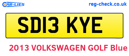 SD13KYE are the vehicle registration plates.