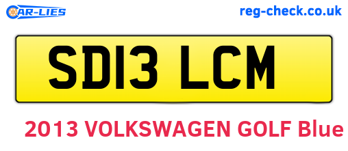 SD13LCM are the vehicle registration plates.