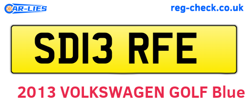 SD13RFE are the vehicle registration plates.