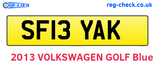 SF13YAK are the vehicle registration plates.