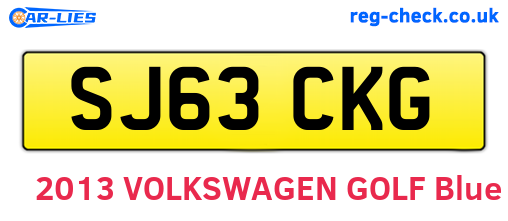 SJ63CKG are the vehicle registration plates.