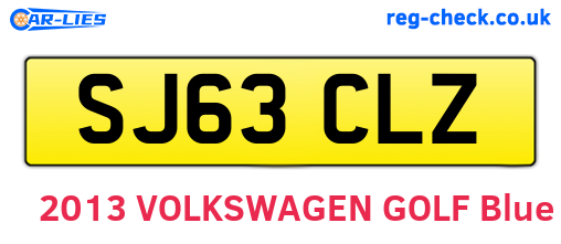 SJ63CLZ are the vehicle registration plates.