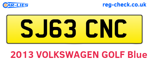 SJ63CNC are the vehicle registration plates.