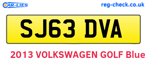 SJ63DVA are the vehicle registration plates.