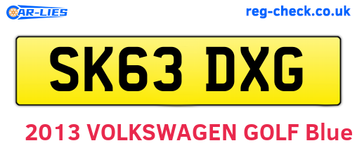 SK63DXG are the vehicle registration plates.