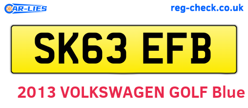 SK63EFB are the vehicle registration plates.