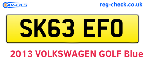 SK63EFO are the vehicle registration plates.