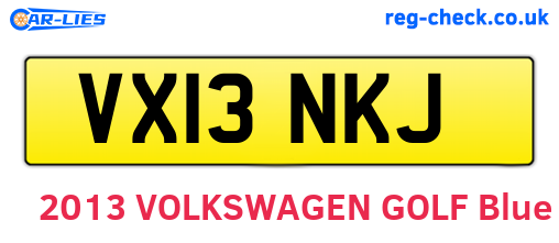 VX13NKJ are the vehicle registration plates.