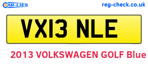 VX13NLE are the vehicle registration plates.
