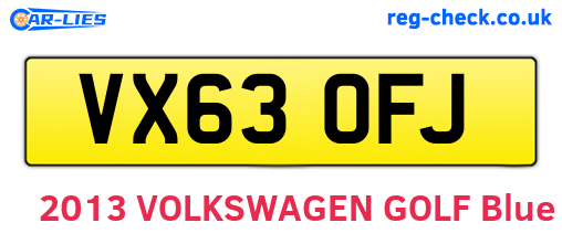 VX63OFJ are the vehicle registration plates.