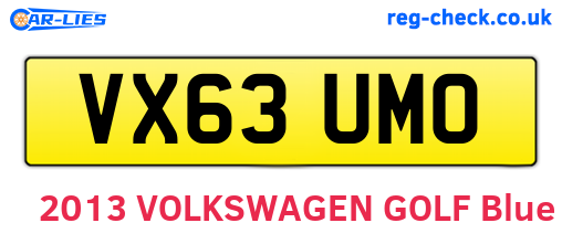 VX63UMO are the vehicle registration plates.