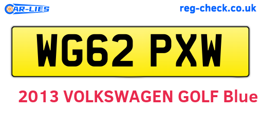 WG62PXW are the vehicle registration plates.