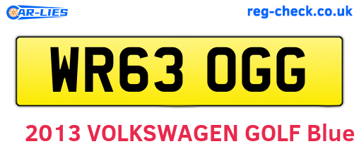 WR63OGG are the vehicle registration plates.
