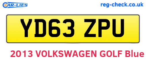 YD63ZPU are the vehicle registration plates.