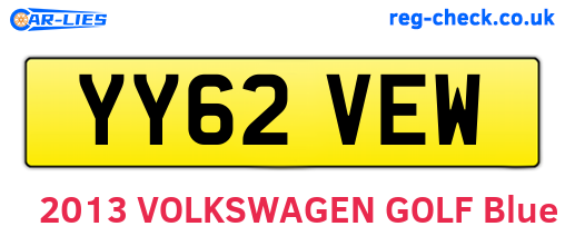 YY62VEW are the vehicle registration plates.
