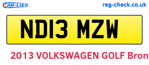ND13MZW are the vehicle registration plates.