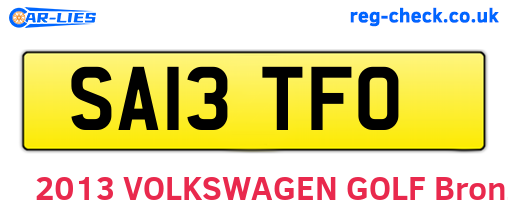 SA13TFO are the vehicle registration plates.