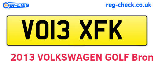 VO13XFK are the vehicle registration plates.