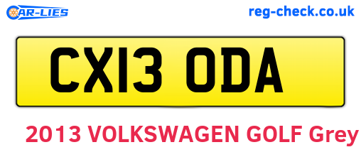 CX13ODA are the vehicle registration plates.