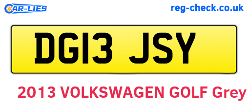 DG13JSY are the vehicle registration plates.
