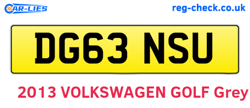 DG63NSU are the vehicle registration plates.