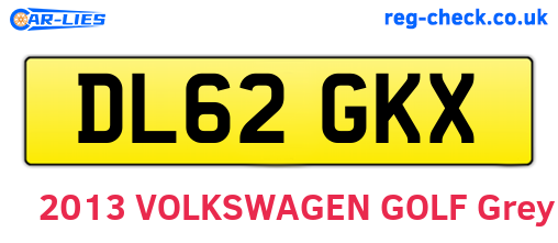 DL62GKX are the vehicle registration plates.