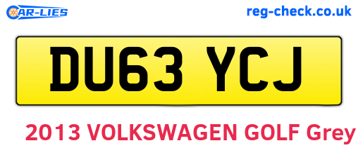DU63YCJ are the vehicle registration plates.