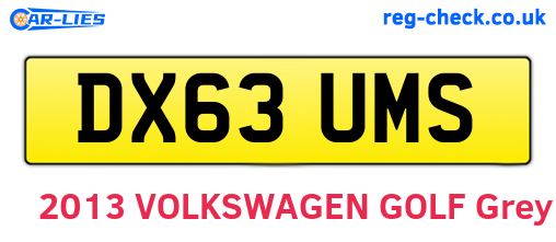 DX63UMS are the vehicle registration plates.