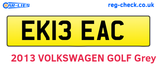 EK13EAC are the vehicle registration plates.
