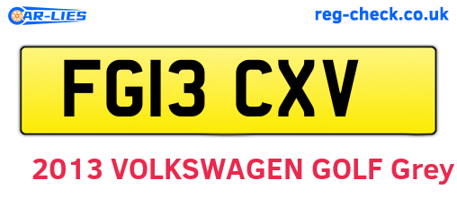 FG13CXV are the vehicle registration plates.