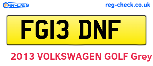 FG13DNF are the vehicle registration plates.