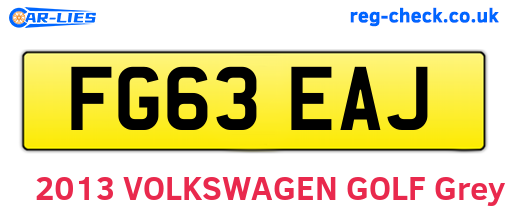 FG63EAJ are the vehicle registration plates.