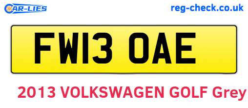 FW13OAE are the vehicle registration plates.