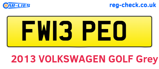 FW13PEO are the vehicle registration plates.