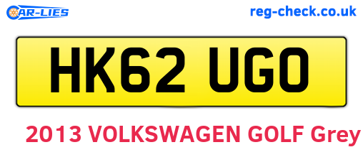 HK62UGO are the vehicle registration plates.